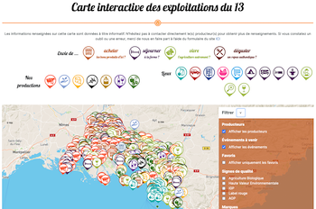 Capture d'écran de la carte interactive du projet 13envies.fr